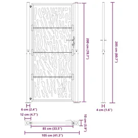 vidaXL Gartentor Schwarz 105x205 cm Stahl Spurendesign