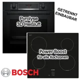 Bosch Herdset Bosch Backofen Pyrolyse Hydrolyse + Induktionskochfeld PowerBoost + Teleskopauszug autark 60 cm
