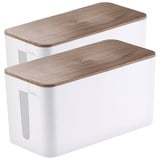 Callstel 2er-Set Kabelboxen klein, 23 x 11,5 x 12 cm, Nussbaum-Holzoptik