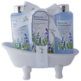 Accentra Badeset LAVENDEL in Keramikbadewanne, inkl. 140ml Duschgel, 140ml Schaumbad, 50g Badesalz, Duft: Lavendel & Salbei - lila/weiß