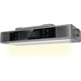 Regent Cucina Unterbau Küchenradio mit FM, Bluetooth, LED-Leiste, Farbdisplay, Küchentimer & 2 Wecker, perfektes Unterbauradio für die Küche, S... - Silber