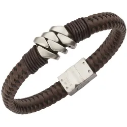 Zeeme Stainless Steel Armband Leder mit Edelstahlverschluß