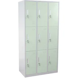 Mendler Schließfachschrank Metall 18 Fächer grün
