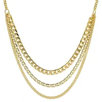 trendor Panzerkette Damen-925 Silber Goldplattiert 3-Reihig goldfarben