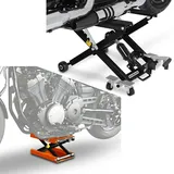 Set: Motorrad Hebebühne Midlift XL bis 500kg sw ConStands mit Hebebühne Midlift M bis 500 kg orange