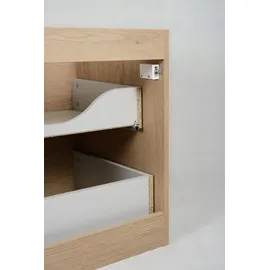 Rodan | Waschbeckunterschrank 80 CM - Eiche Hell - Badmöbel, Badezimmerschränk, Badezimmermöbel, Waschtischunterschrank - Hellbraun