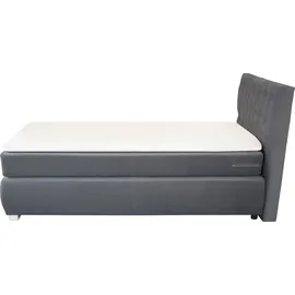 LEONIQUE Boxspringbett LEONIQUE "Rumba", grau (hellgrau), B:100cm L:213cm, Samtoptik (100% Polyester), Komplettbetten, Boxspringbett Seniorenbett Polsterbett, Taschenfederkern-Matratze in Härtegrad 3, in 4 Breiten, incl. Topper