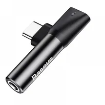 Baseus 2in1 USB Typ-C Adapter von USB-C auf USB-C-Anschluss + 3.5 mm Klinke - USB-C Buchse, schwarz