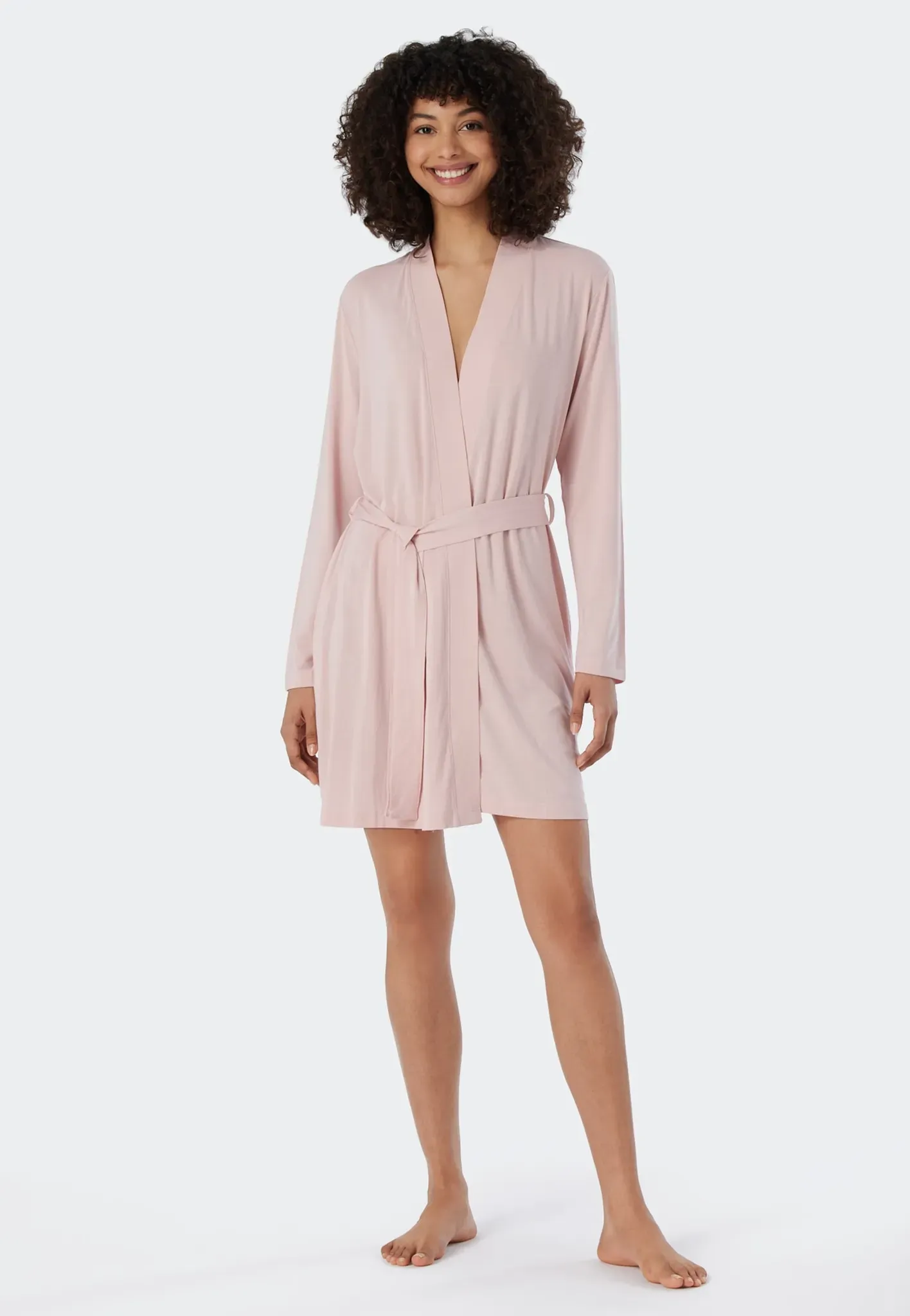 Morgenmantel SCHIESSER ""Essentials"", Damen, Gr. M (38), rosa (506, rosé), Single-Jersey, unifarben, Kurzform, Hausmäntel, mit Kimono-Schnittform mit dezentem Glanz