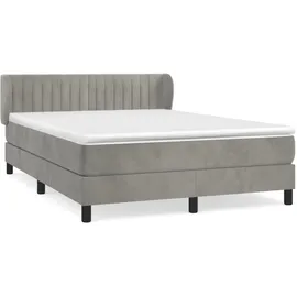 vidaXL Boxspringbett mit Matratze Hellgrau 140x200 cm Samt