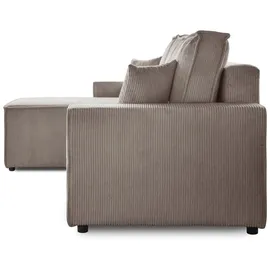 beautysofa Ecksofa HEKTOR poso2 Dunkelbeige , Breite der Ottomane 70 cm, mit Schlaffunktion - Beige