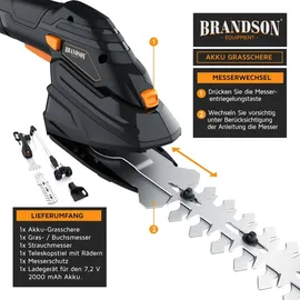 Brandson Akku-Strauchschere inkl. Teleskopstange 90-130 cm, Ladegerät und 2000 mAh