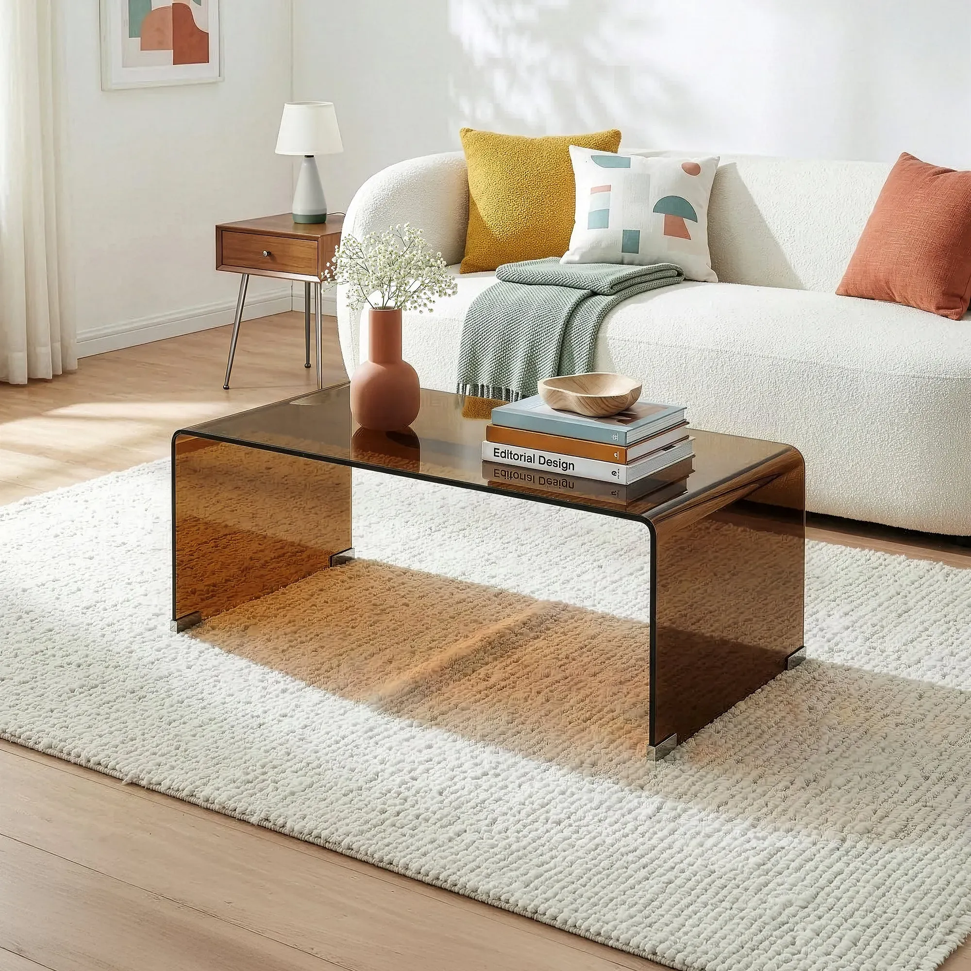 Couchtisch Väsas 90x45x35 cm gehärtetes Glas [en.casa]