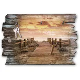 Kreative Feder Steg zum Meer Designer Schlüsselbrett, Hakenleiste im Landhaus-Stil, Shabby-Chic aus Holz 30x20cm (Steg zum Meer)