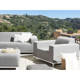 Beliani Sessel Rovigo Polyester 105 x 68 x 84 cm Grau/Weiß mit Kissen
