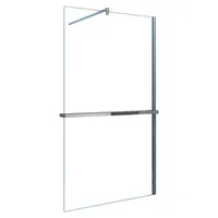 AICA_80x200cm Walk in Duschwand mit Stabilisator 8mm NANO ESG-Glas mit Duschregal Handtuchhalter Duschtrennwand F131