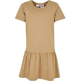 URBAN CLASSICS Girls Valance Tee Dress, Sommer Volantkleid für Mädchen, Kurzarm, unionbeige, 158/164