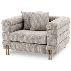 Casa Padrino Luxus Sessel mit Kissen Beige / Messingfarben 112 x 97 x H. 69 cm - Wohnzimmer Sessel - Hotel Sessel - Luxus Möbel