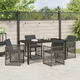 vidaXL Garten Essgruppe 5 pcs Grau Poly Rattan