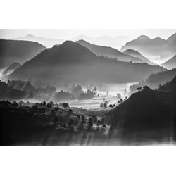 Fototapete PAPERMOON "Photo-Art ZHOU CHENGZHOU, NEBLIGES MEER VON WOLKEN", bunt, B:5,00m L:2,80m, Vlies, Tapeten