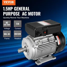 Vevor 1,1 kW Elektromotor 2800 U/min, AC 220–240 V 7,1 A, 90 S, B3-Rahmen, Luftkompressormotor einphasig, 24 mm Keilwelle,