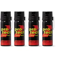 4 Stück Pfefferspray PROTECT Anti-Dog Breitstrahl 50ml KO Spray mit Metallclip Tierabwehrspray zur Selbstverteidigung Reizstoffspray in verschiedenen Sprühvarianten