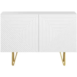 miliboo Design-Sideboard weiß und goldfarben mit 2 Türen B107 cm OZEN
