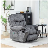 Merax TV-Sessel Elektrisch Relaxsessel mit Aufstehhilfe und Liegefunktion, Fernsehsessel mit relaxfunktion, Wärme und Vibraiton, Massagesessel grau