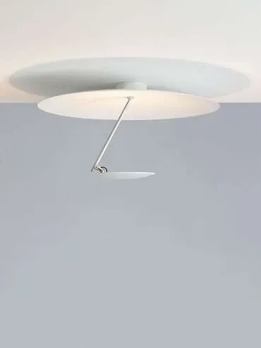 Catellani & Smith Lederam C150 Deckenleuchte Schirm weiß / weiß, Stab weiß, Scheibe weiß