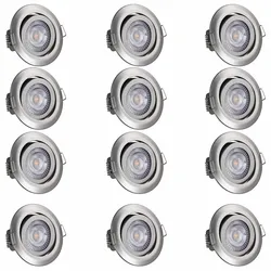 LED Einbauleuchte Krog 12er-Set Nickel
