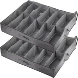 Zwei graue Schuhboxen für Schuhe, Schuhorganizer, Schuhbox, unter dem Bett, 75x60x15cm - Grau