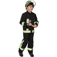 narrenkiste O5288-104 schwarz Kinder Junge Feuerwehr Kostüm Feuerwehrjunge Brandmeister Gr.104