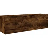 Makastle Bad-Wandschrank Rechteck mit 3 Fächer, Medikamentenschrank mit Gasfedertür für Wohnzimmer Schlafzimmer, Räuchereiche 100x25x30 cm Holzwerkstoff