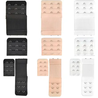 TIMESETL 12Stück Bra Extender BH Verschluss Verlängerung - Skalierbar BH Extender Verlängerung mit 2Haken 3Haken Erweiterung Gurt Büstenhalter in Schwarz,Weiß,Beige - BH Extender