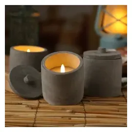 MARELIDA LED Kerzen im Topf 10 cm grau 3 St.