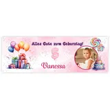 FOTOFOL Banner Geburtstag personalisiert - personalisiert mit Foto und Wunschname - 225x75cm oder 150x50cm (Variante 3)