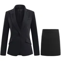 YYNUDA Hosenanzug Damen Business Outfit Slim Fit Blazer Elegant mit Anzughose/Rock für Frühling Sommer,Schwarz+Röcke,M - M