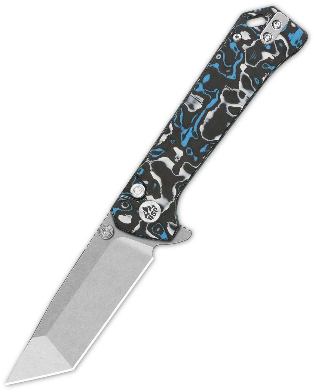 QSP Knife Grebe T S35VN White Blue CF QS148-H1