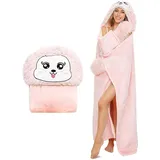 MZIEIU Geschenk für Frauen-Sherpa Fleece Kuscheldecke mit ärmeln,Kaninchen Decke mit Ärmeln Tragbare Decke zum Anziehen als Weihnachten Geburtstagsgeschenk für Frauen Damen