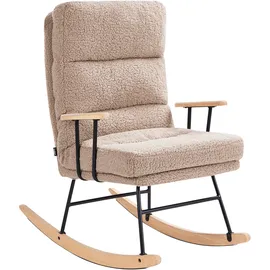 Beliani Schaukelsessel ESKELIN Bouclé 58 x 103 x 97 cm Beige mit Relaxfunktion