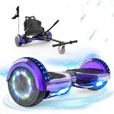 GeekMe Hoverboard mit Sitz, Hoverboards 6.5 Zoll Hoverkart,Hoverbaords Go-Kart mit Bluetooth-Lautsprecher LED-Leuchten, Geschenk für Kinder Jugend... - Violett/Schwarz