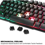 Gaming LED Hintergrundbeleuchtung QWERTY US Layout Tastatur- und Maus-Set, Beleuchtete USB Wasserdicht mit 2400 DPI für Pro PC Gamer - Schwarz