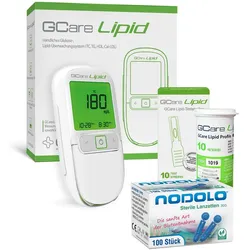 Gcare LIPID Gesamtcholesterin Messsystem + 10 TS + 110 Lanz 1 St
