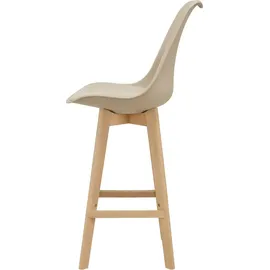 [en.casa] Barhocker 2er Set Barstuhl mit Rückenlehne Bistrohocker mit gepolsterter Sitzfläche Tresenhocker mit Holzgestell Buche-Gestell Beige
