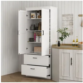 Homcom Hochschrank mit verstellbaren Regalen 75 x 39 x 178 cm Cremeweiß