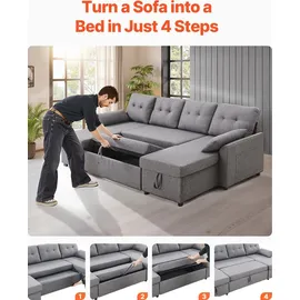 Vevor Schlafcouch 6-Sitzer Grau
