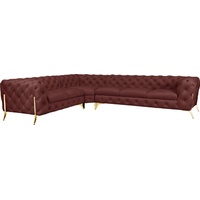 Leonique Chesterfield-Sofa »Amaury L-Form«, großes Ecksofa, Chesterfield-Optik, Breite 323 cm, Fußfarbe wählbar rosa