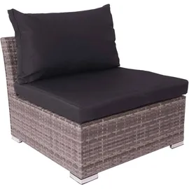 Mendler Poly-Rattan Garnitur HWC-J36, Balkon-/Garten-/Lounge-Set Sitzgruppe Sofa grau, Kissen schwarz