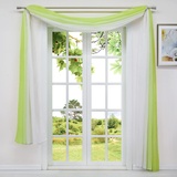 HeichkelL Voile Transparent Querbehang Freihandbogen Gardine Farbverlauf Vorhang Dekoschals Bindegardine für Wohnzimmer Party Bühnendeko BxL 140x600cm, Grün