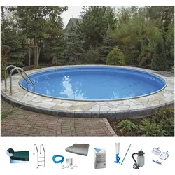 Rundpool KONIFERA "Kuba II", weiß (weiß, blau), H:120cm Ø:350cm, Schwimmbecken, verschiedene Größen, für den Volleinbau